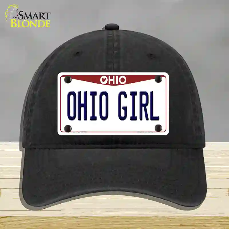 Ohio Girl Ohio Novelty License Plate Hat Unconstructed Cotton / Black