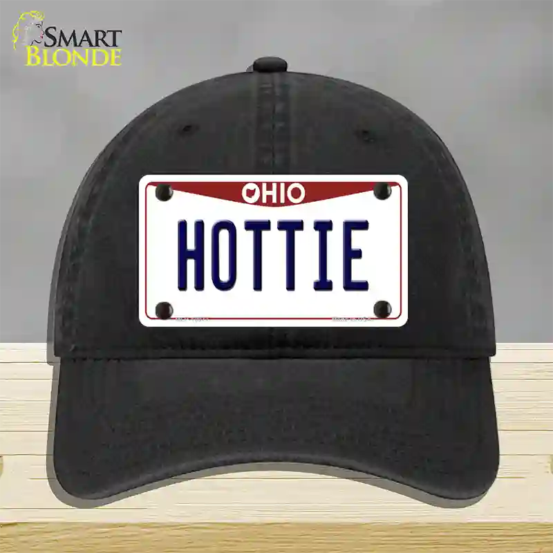 Hottie Ohio Novelty License Plate Hat Unconstructed Cotton / Black