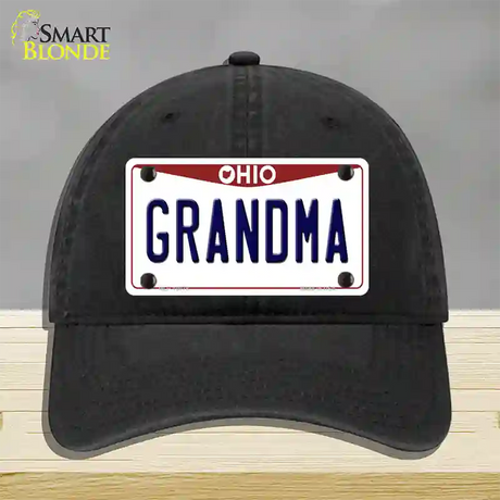 Grandma Ohio Novelty License Plate Hat Unconstructed Cotton / Black