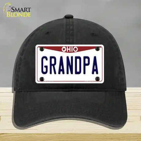 Grandpa Ohio Novelty License Plate Hat Unconstructed Cotton / Black