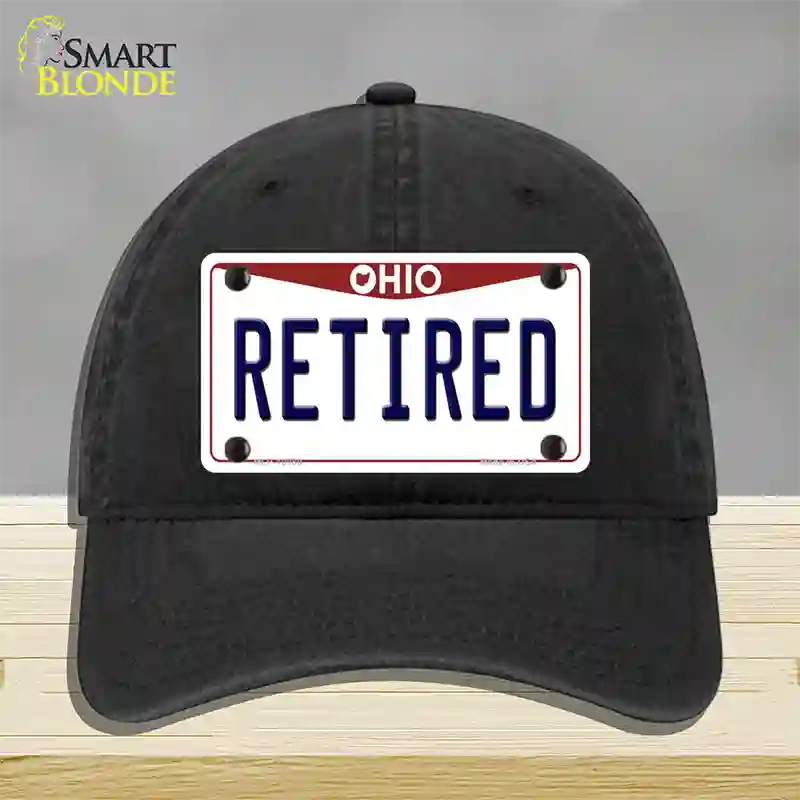 Retired Ohio Novelty License Plate Hat Unconstructed Cotton / Black