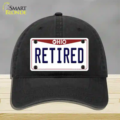 Retired Ohio Novelty License Plate Hat Unconstructed Cotton / Black