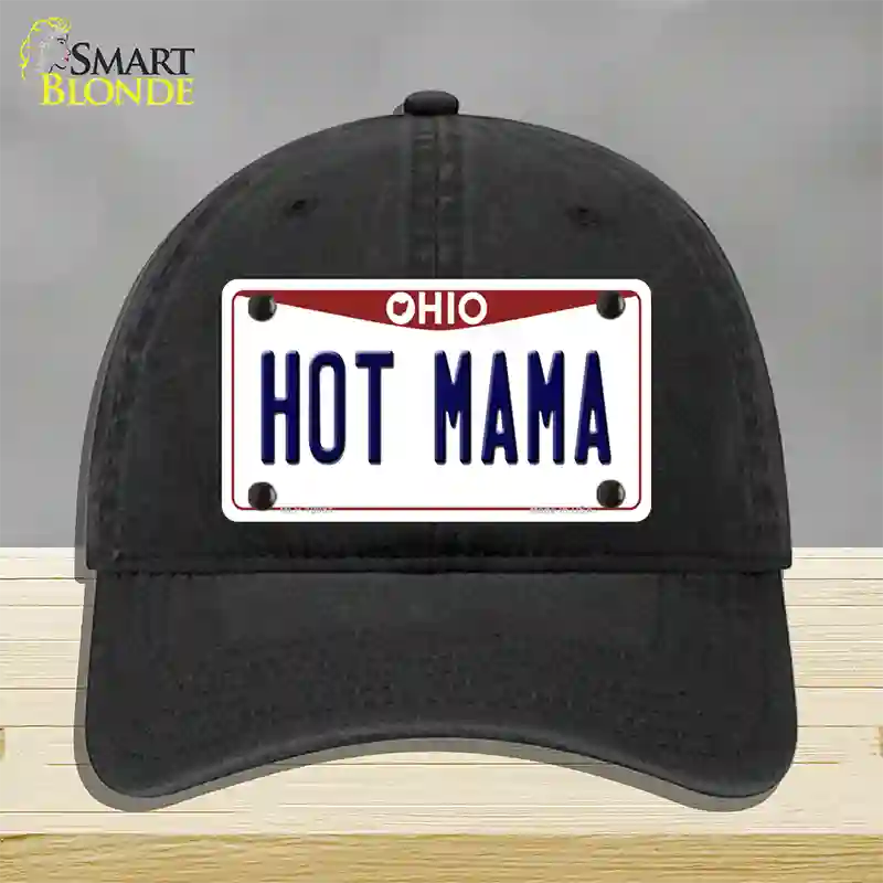 Hot Mama Ohio Novelty License Plate Hat Unconstructed Cotton / Black