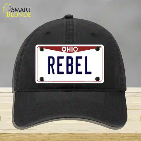 Rebel Ohio Novelty License Plate Hat Unconstructed Cotton / Black