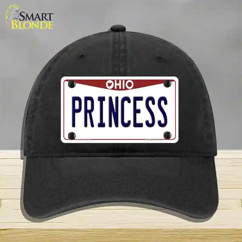 Princess Ohio Novelty License Plate Hat Unconstructed Cotton / Black