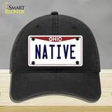 Native Ohio Novelty License Plate Hat Unconstructed Cotton / Black