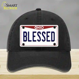 Blessed Ohio Novelty License Plate Hat Unconstructed Cotton / Black