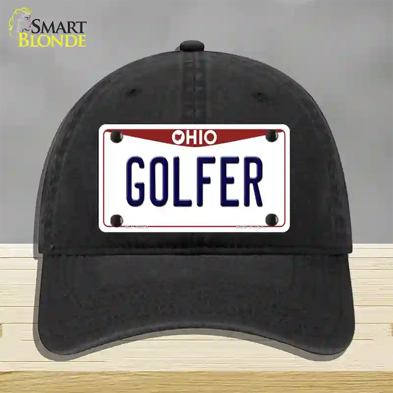 Golfer Ohio Novelty License Plate Hat Unconstructed Cotton / Black