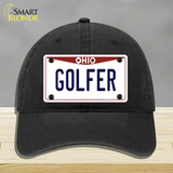 Golfer Ohio Novelty License Plate Hat Unconstructed Cotton / Black