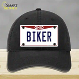 Biker Ohio Novelty License Plate Hat Unconstructed Cotton / Black