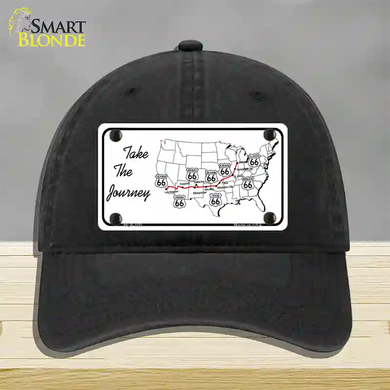 Take The Journey Novelty License Plate Hat Unconstructed Cotton / Black