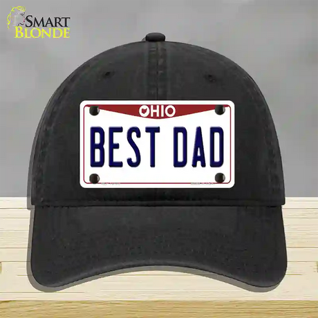 Best Dad Ohio Novelty License Plate Hat Unconstructed Cotton / Black