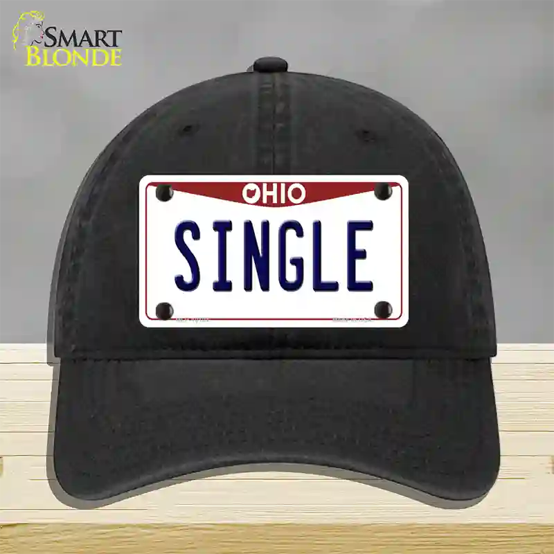 Single Ohio Novelty License Plate Hat Unconstructed Cotton / Black