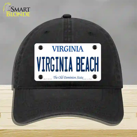 Virginia Beach Virginia Novelty License Plate Hat Unconstructed Cotton / Black