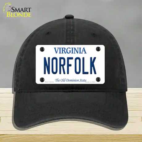 Norfolk Virginia Novelty License Plate Hat Unconstructed Cotton / Black