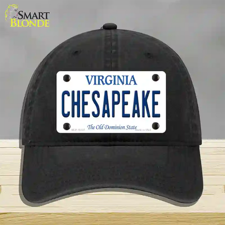 Chesapeake Virginia Novelty License Plate Hat Unconstructed Cotton / Black