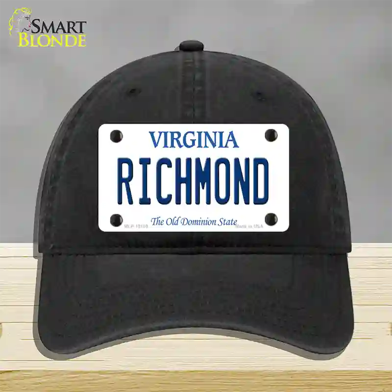 Richmond Virginia Novelty License Plate Hat Unconstructed Cotton / Black