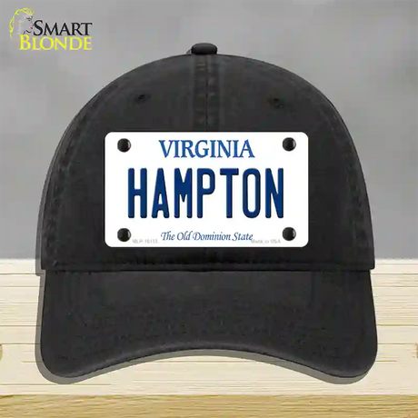 Hampton Virginia Novelty License Plate Hat Unconstructed Cotton / Black