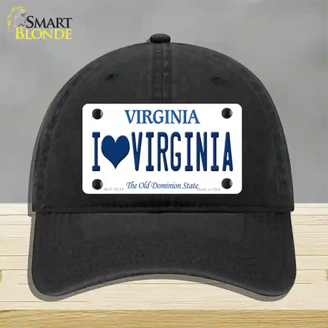 I Love Virginia Novelty License Plate Hat Unconstructed Cotton / Black