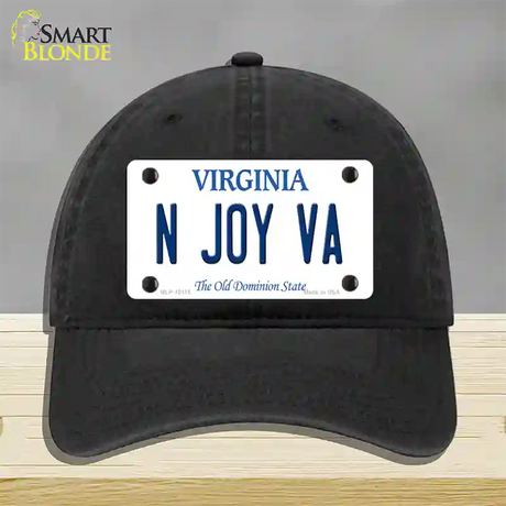 N Joy VA Virginia Novelty License Plate Hat Unconstructed Cotton / Black