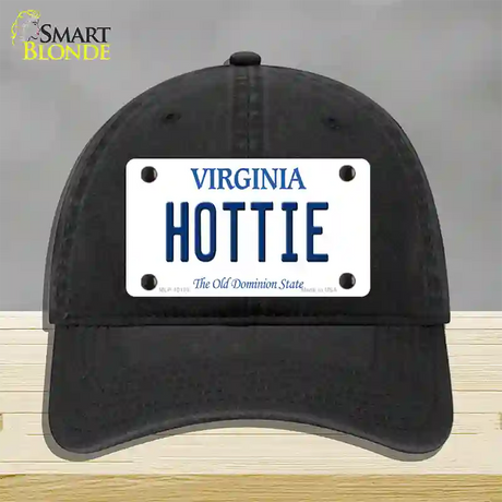 Hottie Virginia Novelty License Plate Hat Unconstructed Cotton / Black