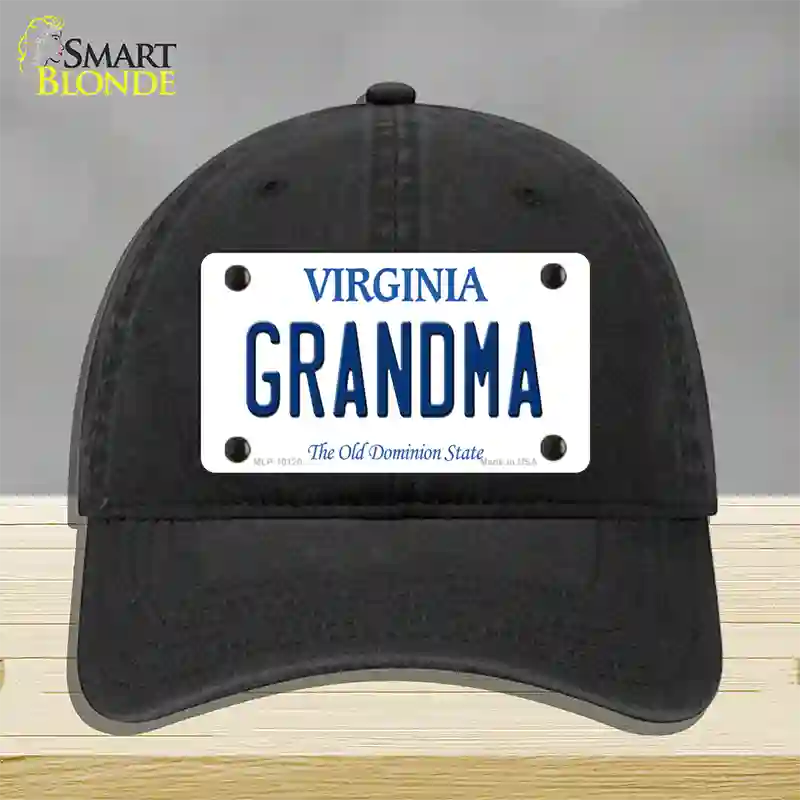 Grandma Virginia Novelty License Plate Hat Unconstructed Cotton / Black