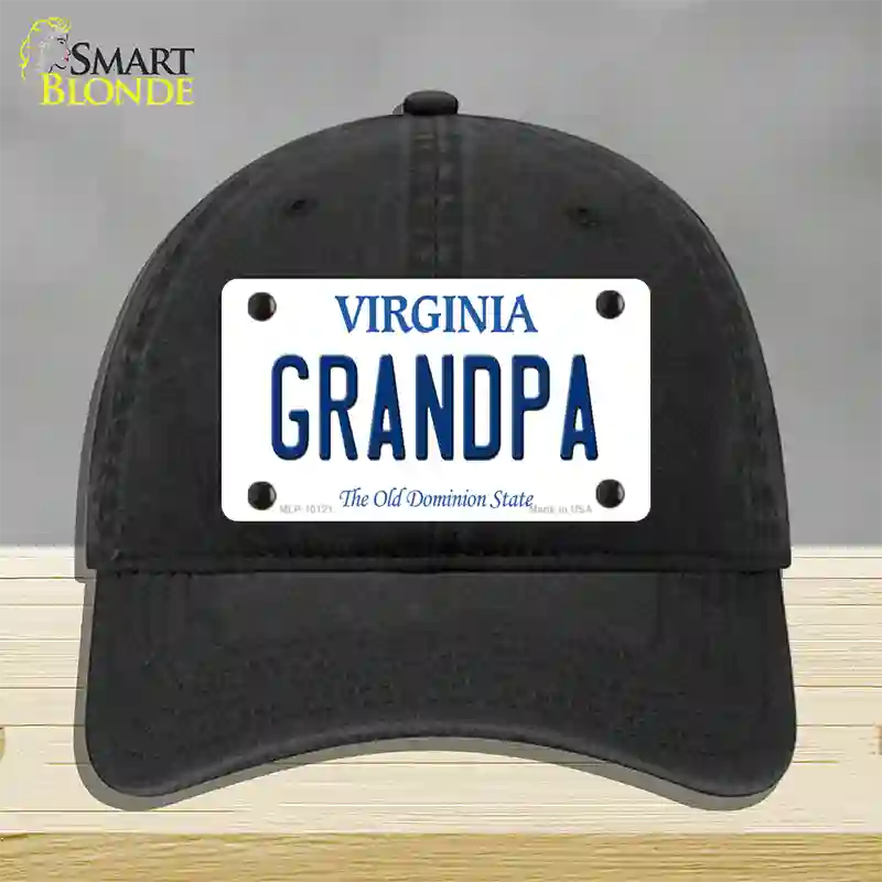 Grandpa Virginia Novelty License Plate Hat Unconstructed Cotton / Black