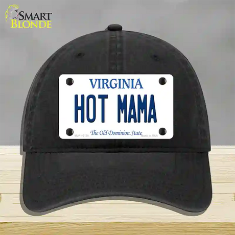 Hot Mama Virginia Novelty License Plate Hat Unconstructed Cotton / Black