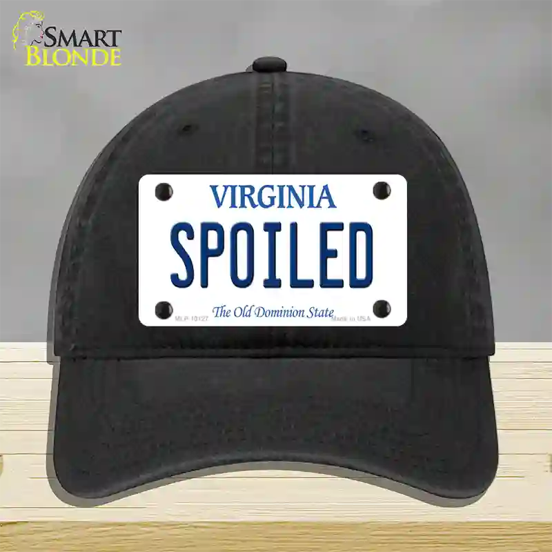 Spoiled Virginia Novelty License Plate Hat Unconstructed Cotton / Black