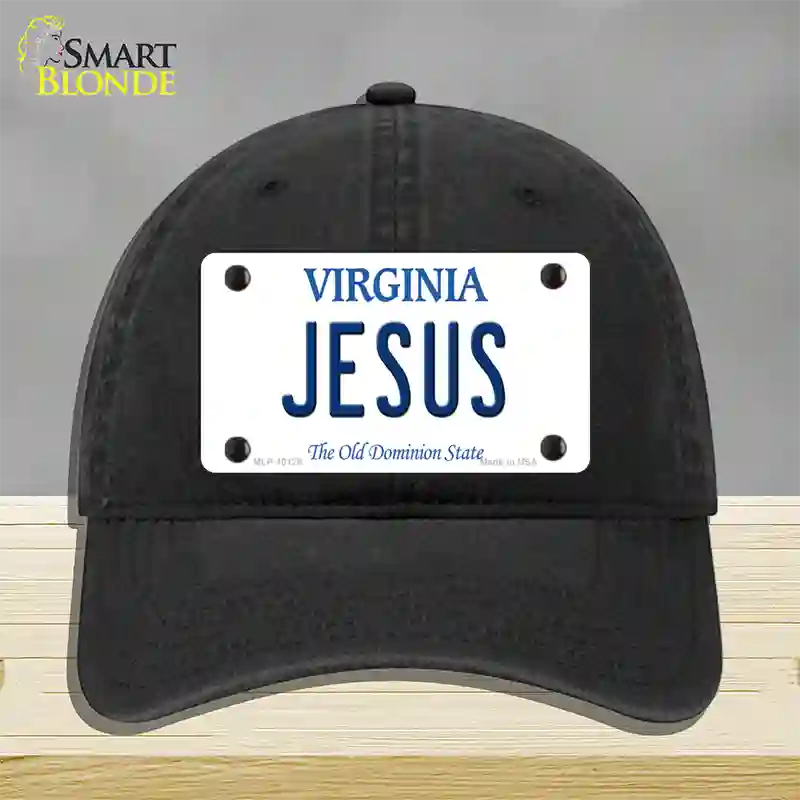 Jesus Virginia Novelty License Plate Hat Unconstructed Cotton / Black