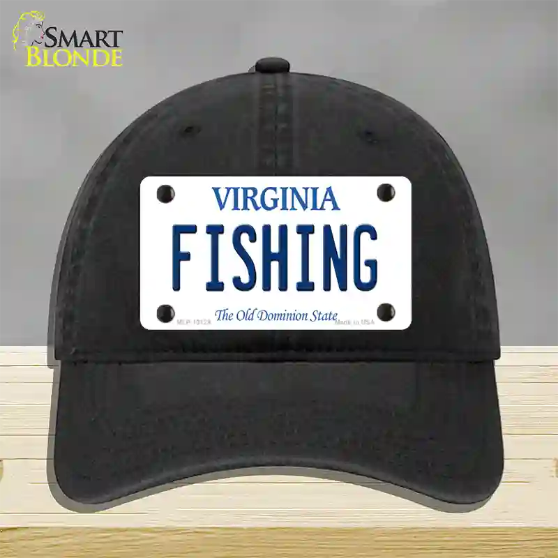 Fishing Virginia Novelty License Plate Hat Unconstructed Cotton / Black