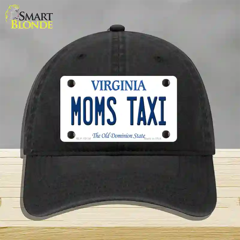 Moms Taxi Virginia Novelty License Plate Hat Unconstructed Cotton / Black