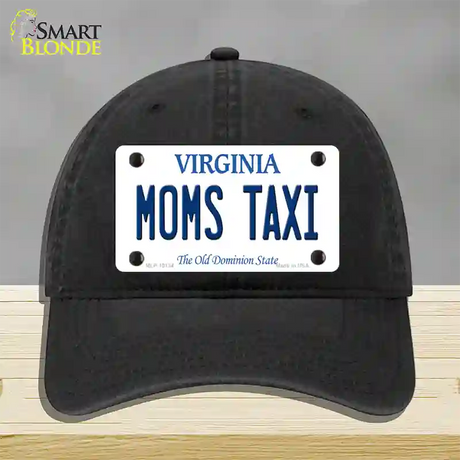 Moms Taxi Virginia Novelty License Plate Hat Unconstructed Cotton / Black