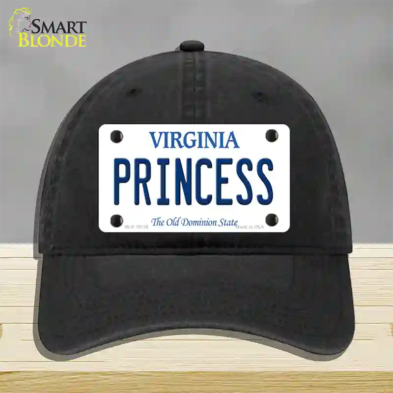 Princess Virginia Novelty License Plate Hat Unconstructed Cotton / Black