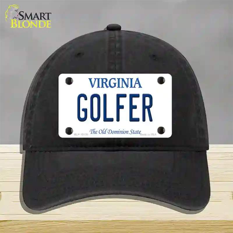 Golfer Virginia Novelty License Plate Hat Unconstructed Cotton / Black