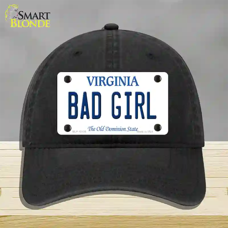 Bad Girl Virginia Novelty License Plate Hat Unconstructed Cotton / Black