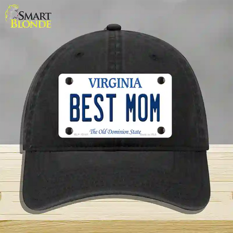 Best Mom Virginia Novelty License Plate Hat Unconstructed Cotton / Black