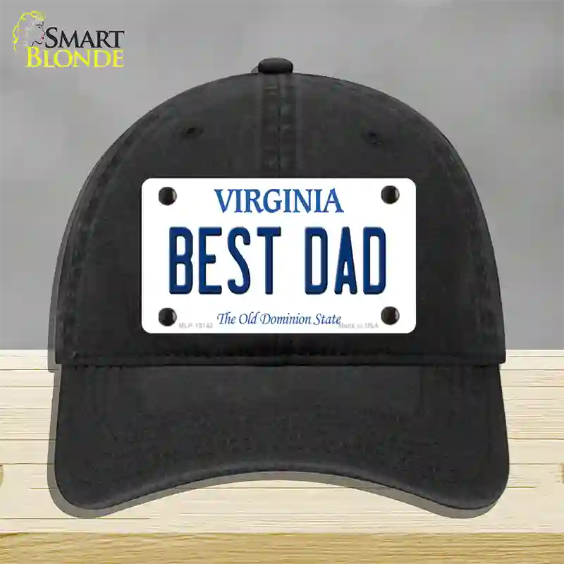 Best Dad Virginia Novelty License Plate Hat Unconstructed Cotton / Black