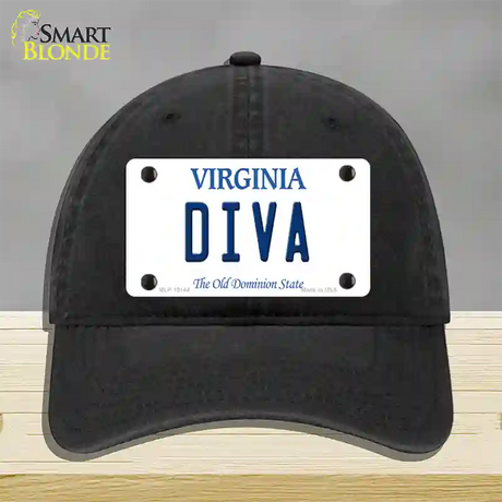 Diva Virginia Novelty License Plate Hat Unconstructed Cotton / Black