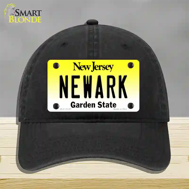 Newark New Jersey Novelty License Plate Hat Unconstructed Cotton / Black