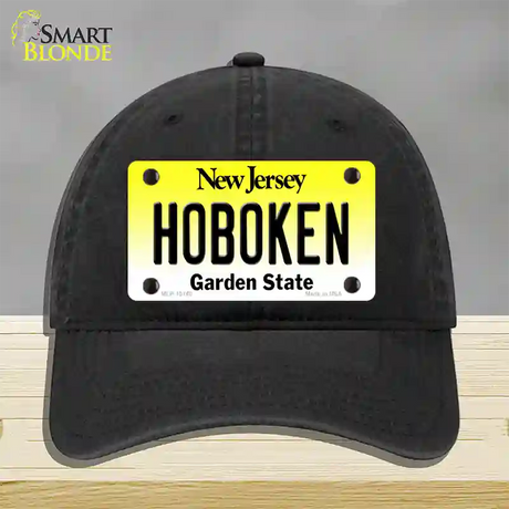 Hoboken New Jersey Novelty License Plate Hat Unconstructed Cotton / Black