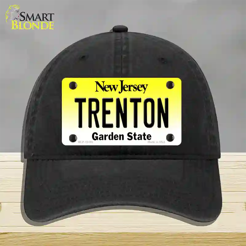 Trenton New Jersey Novelty License Plate Hat Unconstructed Cotton / Black