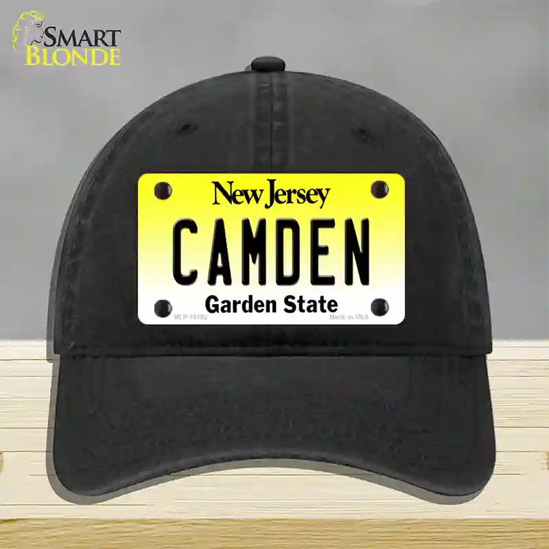 Camden New Jersey Novelty License Plate Hat Unconstructed Cotton / Black