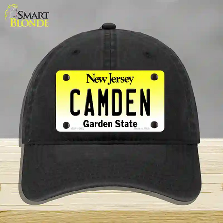 Camden New Jersey Novelty License Plate Hat Unconstructed Cotton / Black