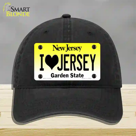 I Love Jersey New Jersey Novelty License Plate Hat Unconstructed Cotton / Black