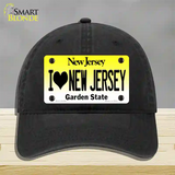 I Love New Jersey Novelty License Plate Hat Unconstructed Cotton / Black