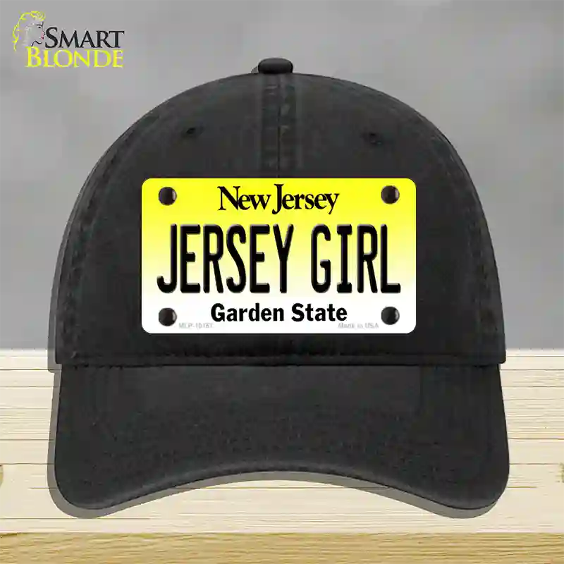 Jersey Girl New Jersey Novelty License Plate Hat Unconstructed Cotton / Black