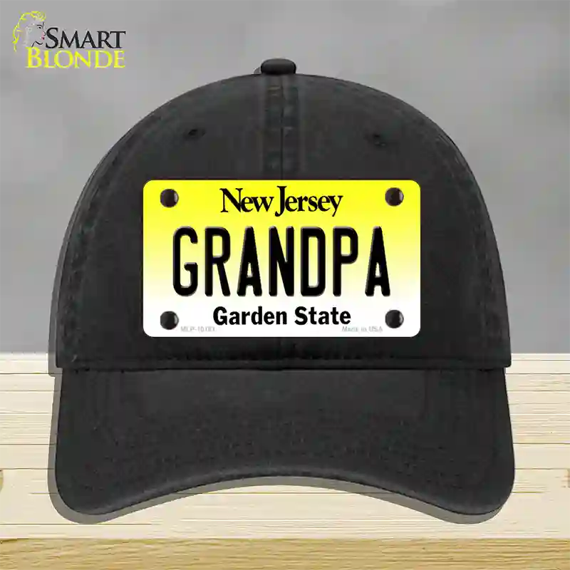 Grandpa New Jersey Novelty License Plate Hat Unconstructed Cotton / Black