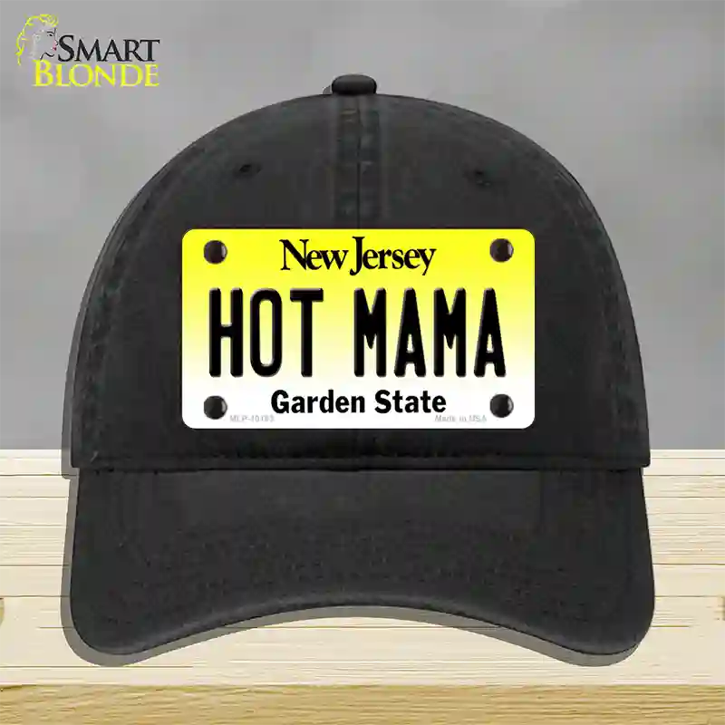 Hot Mama New Jersey Novelty License Plate Hat Unconstructed Cotton / Black