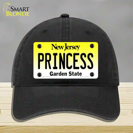 Princess New Jersey Novelty License Plate Hat Unconstructed Cotton / Black